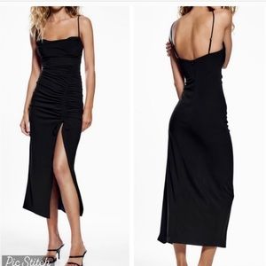 Zara black draped midi dress in XL